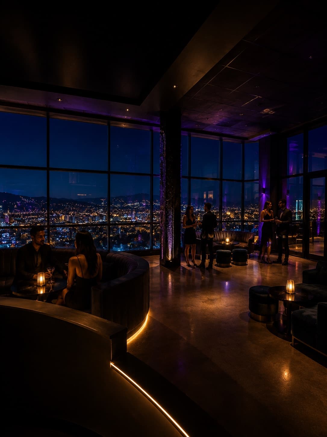 Open workspace at night